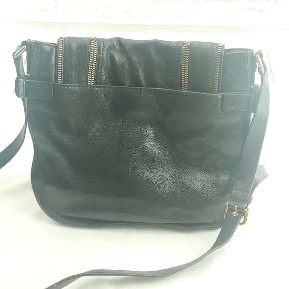 Michael Kors Womens Navy Leather Flap Front Inner Pockets Satchel Handbag Purse - Picture 2 of 15